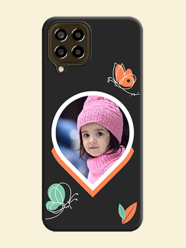 Upload Pic With Simple Butterly Design On Space Black Personalized Soft Matte Phone Covers -Samsung Galaxy M33 5G