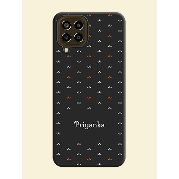 Simple Pattern With Custom Text On Space Black Personalized Soft Matte Phone Covers -Samsung Galaxy M33 5G Simple Pattern With Custom Text On Space Black Personalized Soft Matte Phone Covers -Samsung Galaxy M33 5G