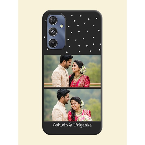 Miniature Love Symbols with Name on Space Black Custom Soft Matte Back Cover - Galaxy M34 5G Miniature Love Symbols with Name on Space Black Custom Soft Matte Back Cover - Galaxy M34 5G