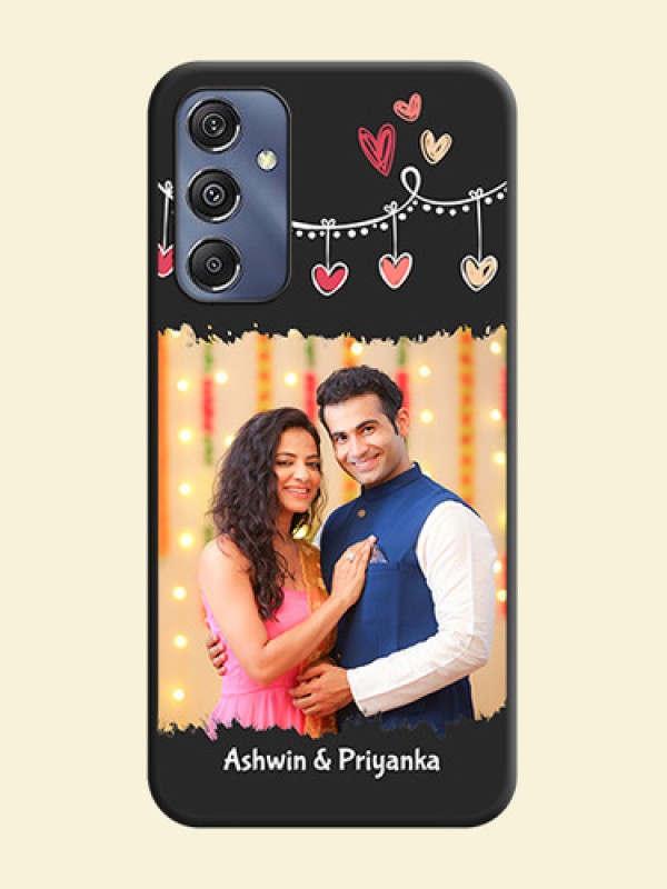Pink Love Hangings with Name on Space Black Custom Soft Matte Phone Cases - Galaxy M34 5G