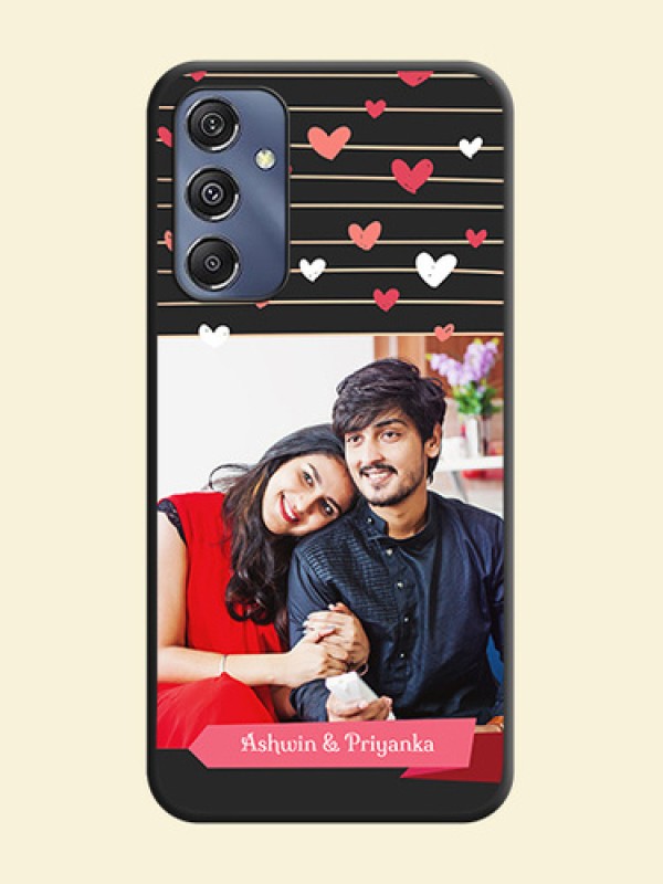 Love Pattern with Name on Pink Ribbon - Photo on Space Black Soft Matte Back Cover - Galaxy M34 5G