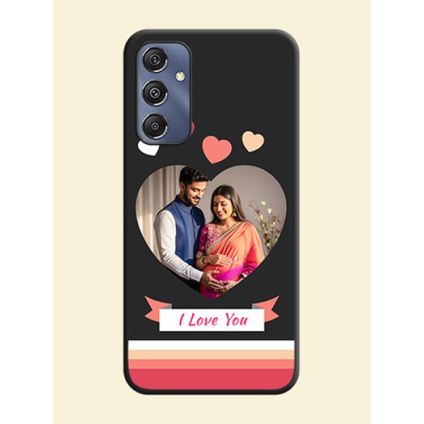 Love Shaped Photo with Colorful Stripes on Personalised Space Black Soft Matte Cases - Galaxy M34 5G