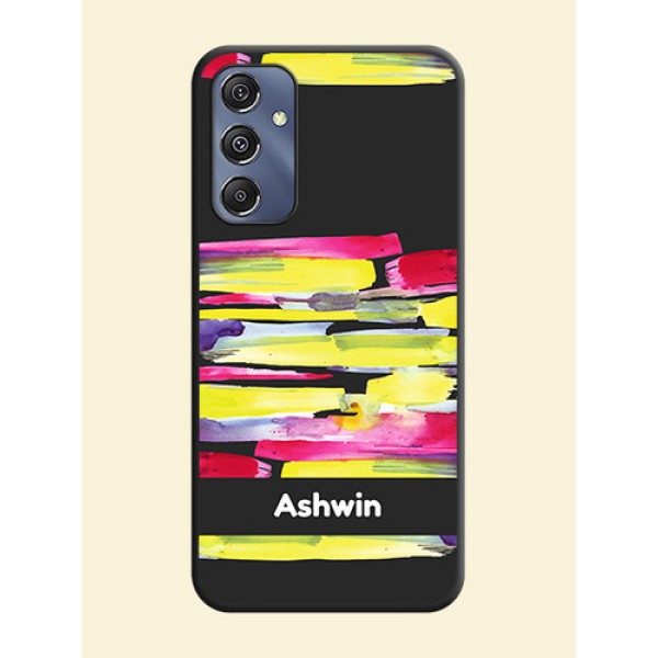 Brush Coloured on Space Black Personalized Soft Matte Phone Covers - Galaxy M34 5G Brush Coloured on Space Black Personalized Soft Matte Phone Covers - Galaxy M34 5G