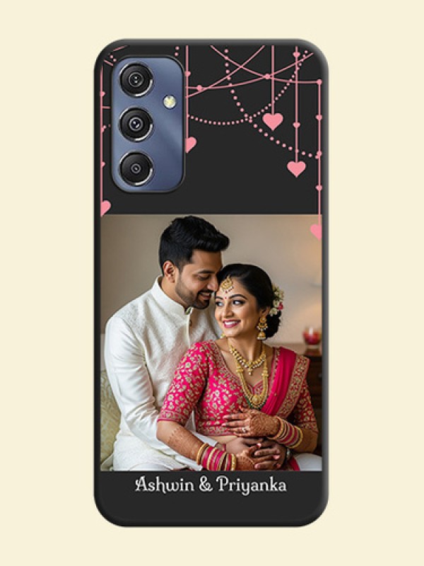 Pink Love Hangings with Text on Space Black Custom Soft Matte Back Cover - Galaxy M34 5G