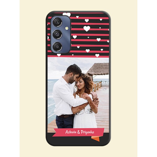 White Color Love Symbols with Pink Lines Pattern on Space Black Custom Soft Matte Phone Cases - Galaxy M34 5G White Color Love Symbols with Pink Lines Pattern on Space Black Custom Soft Matte Phone Cases - Galaxy M34 5G