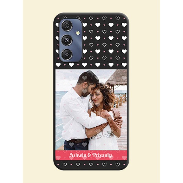 White Color Love Symbols with Text Design - Photo on Space Black Soft Matte Phone Cover - Galaxy M34 5G White Color Love Symbols with Text Design - Photo on Space Black Soft Matte Phone Cover - Galaxy M34 5G