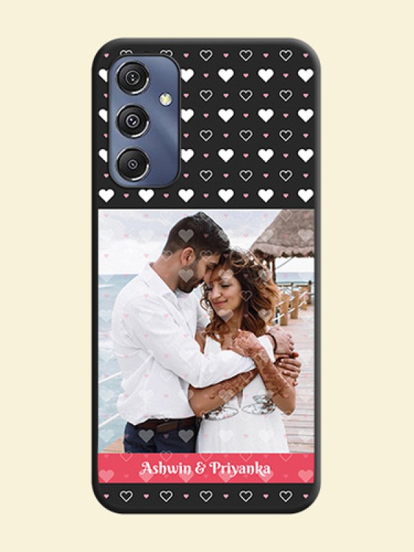 White Color Love Symbols with Text Design - Photo on Space Black Soft Matte Phone Cover - Galaxy M34 5G