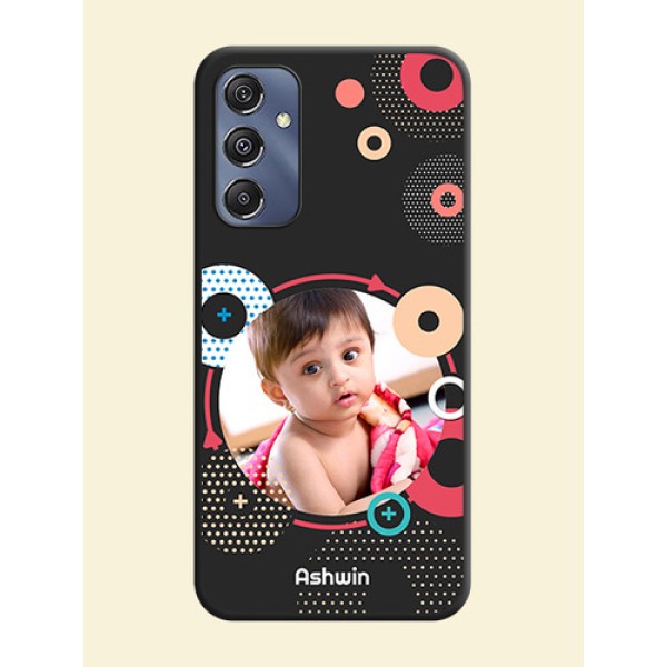Multicoloured Round Image on Personalised Space Black Soft Matte Cases - Galaxy M34 5G Multicoloured Round Image on Personalised Space Black Soft Matte Cases - Galaxy M34 5G