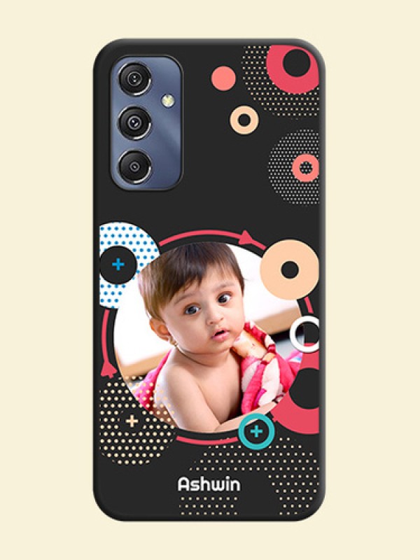 Multicoloured Round Image on Personalised Space Black Soft Matte Cases - Galaxy M34 5G