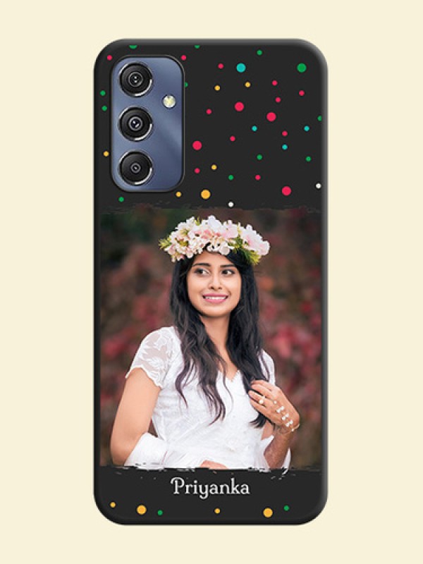 Multicolor Dotted Pattern with Text on Space Black Custom Soft Matte Phone Back Cover - Galaxy M34 5G