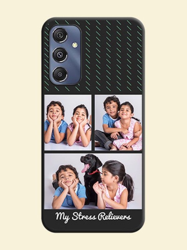 Cross Dotted Pattern with 2 Image Holder on Personalised Space Black Soft Matte Cases - Galaxy M34 5G