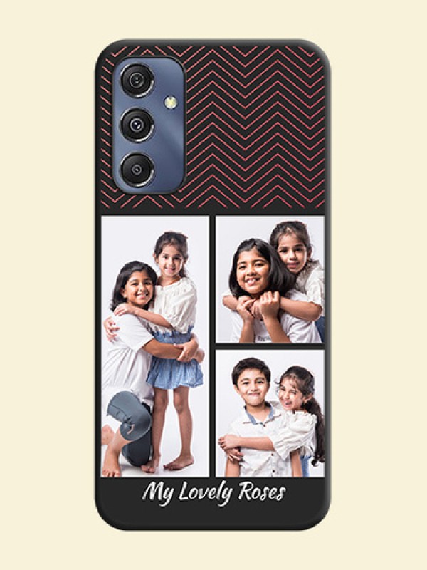 Wave Pattern with 3 Image Holder on Space Black Custom Soft Matte Back Cover - Galaxy M34 5G