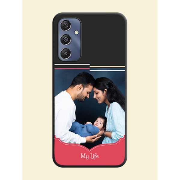 Classic Plain Design with Name - Photo on Space Black Soft Matte Phone Cover - Galaxy M34 5G