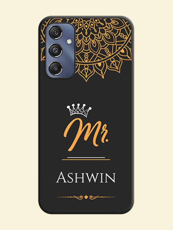 Mr Name with Floral Design on Personalised Space Black Soft Matte Cases - Galaxy M34 5G