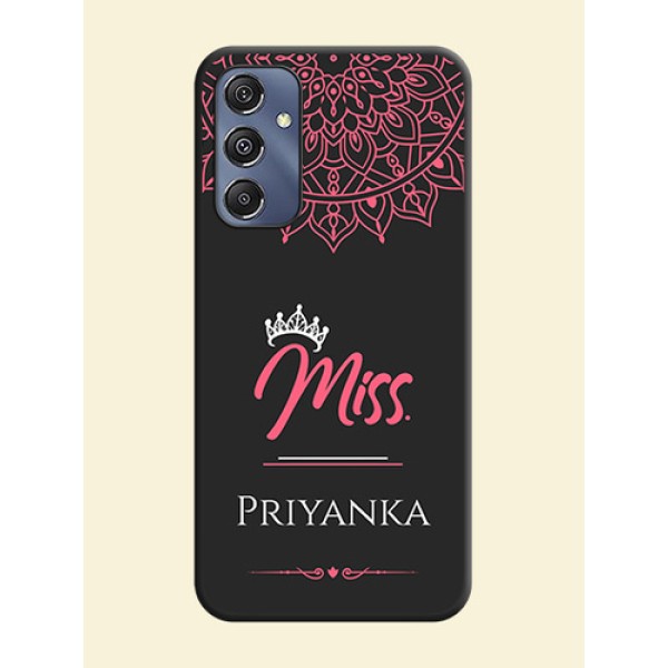 Mrs Name with Floral Design on Space Black Personalized Soft Matte Phone Covers - Galaxy M34 5G Mrs Name with Floral Design on Space Black Personalized Soft Matte Phone Covers - Galaxy M34 5G