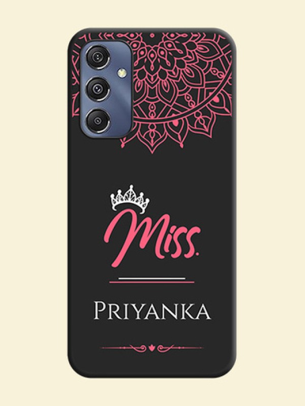 Mrs Name with Floral Design on Space Black Personalized Soft Matte Phone Covers - Galaxy M34 5G