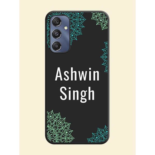 Your Name with Floral Design on Space Black Custom Soft Matte Back Cover - Galaxy M34 5G