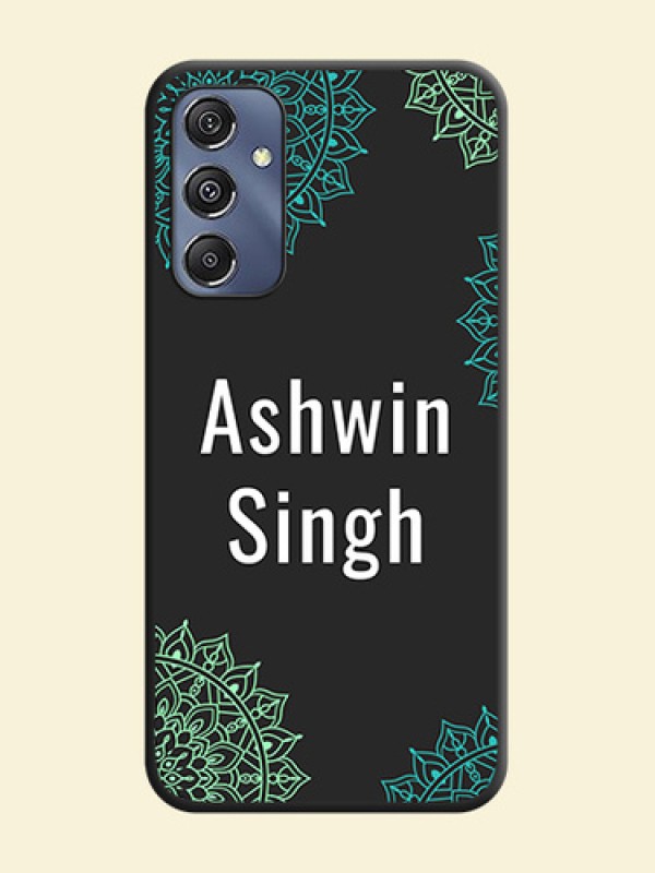 Your Name with Floral Design on Space Black Custom Soft Matte Back Cover - Galaxy M34 5G