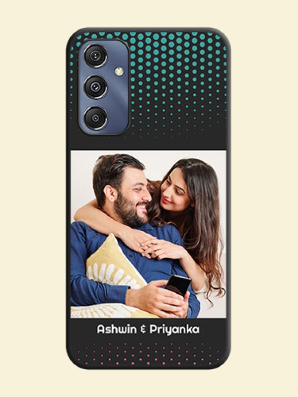 Faded Dots with Grunge Photo Frame and Text on Space Black Custom Soft Matte Phone Cases - Galaxy M34 5G