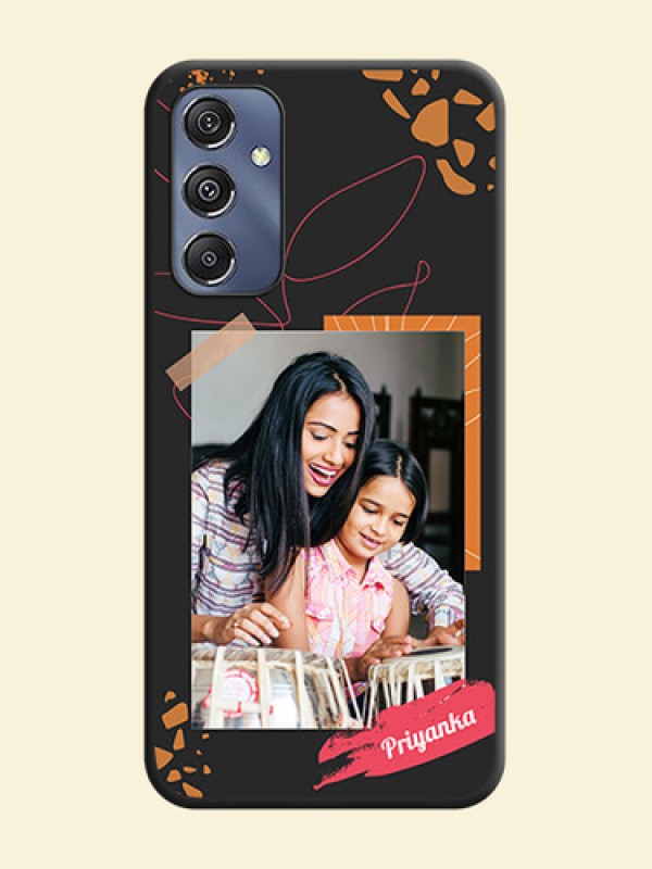 Orange Photo Frame on Space Black Custom Soft Matte Phone Back Cover - Galaxy M34 5G