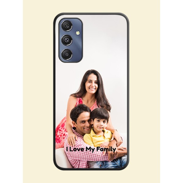 Full Single Pic Upload With Text On Space Black Personalized Soft Matte Phone Covers - Galaxy M34 5G Full Single Pic Upload With Text On Space Black Personalized Soft Matte Phone Covers - Galaxy M34 5G