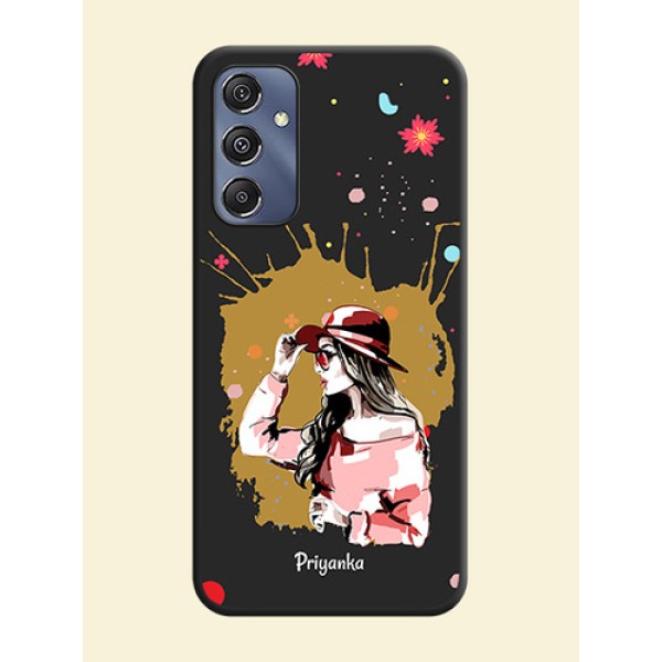 Mordern Lady With Color Splash Background With Custom Text On Space Black Personalized Soft Matte Phone Covers - Galaxy M34 5G