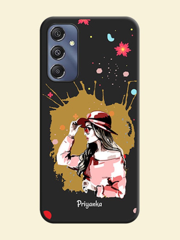 Mordern Lady With Color Splash Background With Custom Text On Space Black Personalized Soft Matte Phone Covers - Galaxy M34 5G