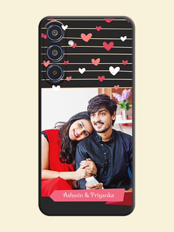 Love Pattern with Name on Pink Ribbon on Photo On Space Black Custom Soft Matte Mobile Back Cover - Samsung Galaxy M35 5G