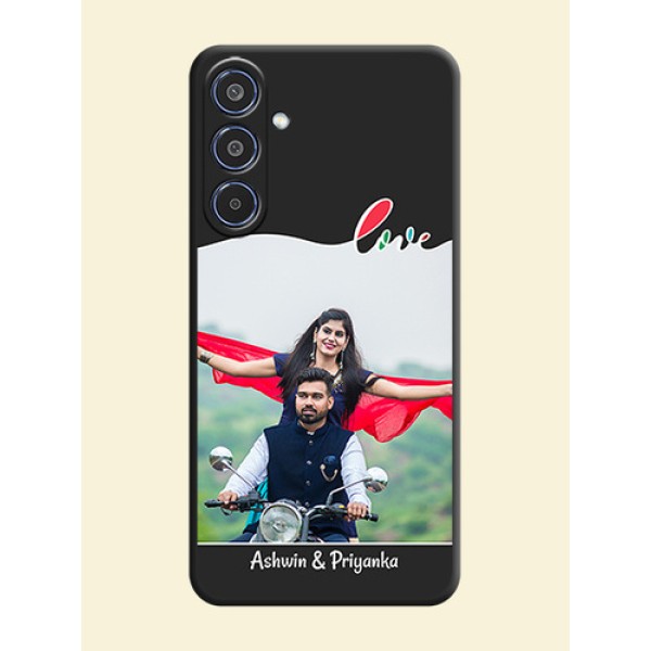 Fall in Love Pattern with Picture on Photo On Space Black Custom Soft Matte Mobile Back Cover - Samsung Galaxy M35 5G