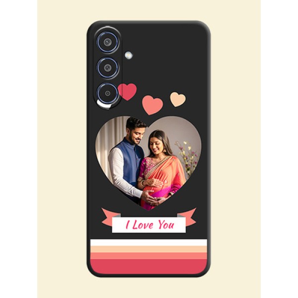 Love Shaped Photo with Colorful Stripes On Space Black Custom Soft Matte Mobile Back Cover - Samsung Galaxy M35 5G Love Shaped Photo with Colorful Stripes On Space Black Custom Soft Matte Mobile Back Cover - Samsung Galaxy M35 5G