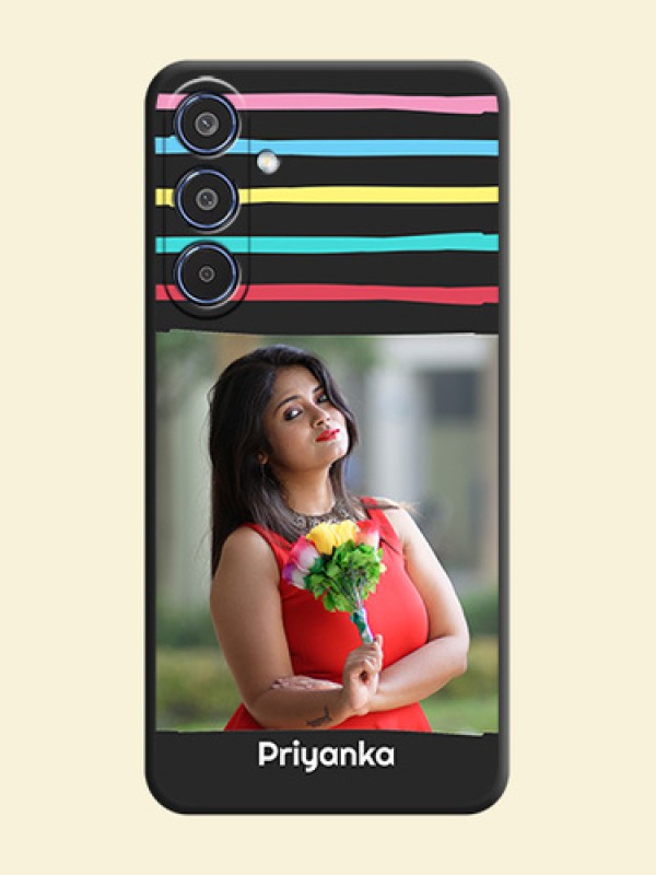 Multicolor Lines with Image On Space Black Custom Soft Matte Mobile Back Cover - Samsung Galaxy M35 5G