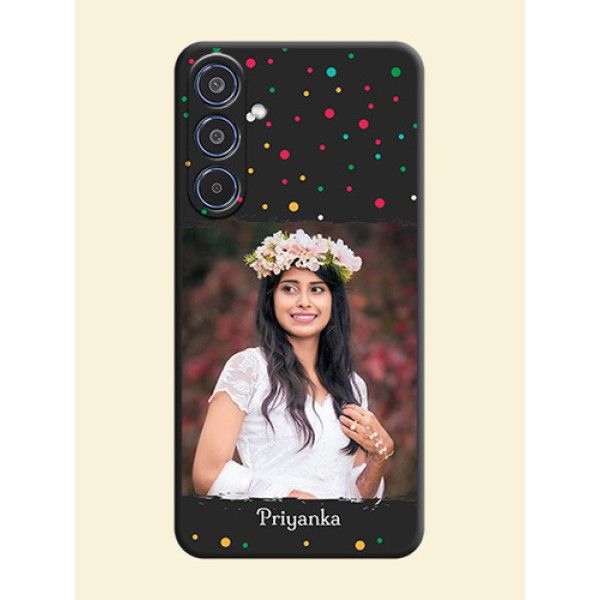 Multicolor Dotted Pattern with Text On Space Black Custom Soft Matte Mobile Back Cover - Samsung Galaxy M35 5G Multicolor Dotted Pattern with Text On Space Black Custom Soft Matte Mobile Back Cover - Samsung Galaxy M35 5G