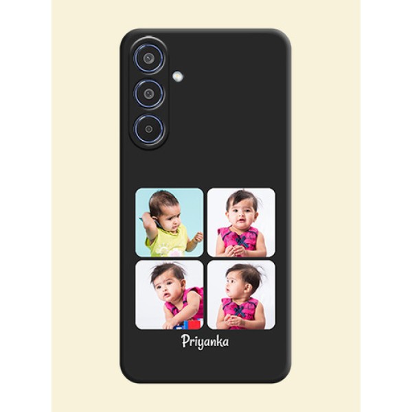 Floral Art with 6 Image Holder on Photo On Space Black Custom Soft Matte Mobile Back Cover - Samsung Galaxy M35 5G Floral Art with 6 Image Holder on Photo On Space Black Custom Soft Matte Mobile Back Cover - Samsung Galaxy M35 5G