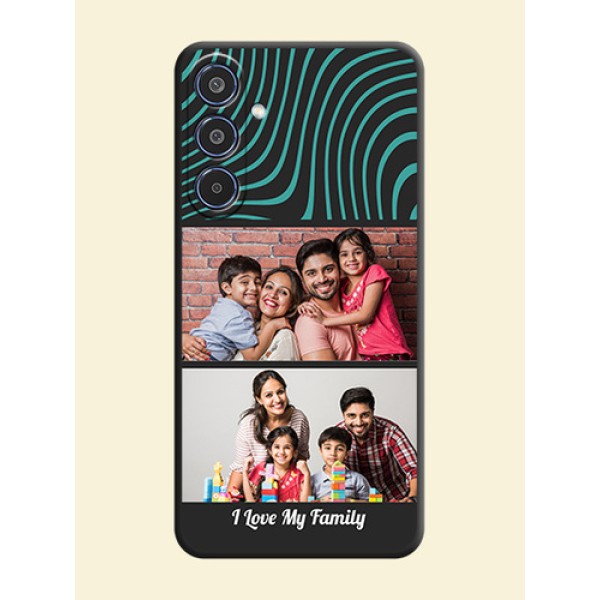 Wave Pattern with 2 Image Holder On Space Black Custom Soft Matte Mobile Back Cover - Samsung Galaxy M35 5G Wave Pattern with 2 Image Holder On Space Black Custom Soft Matte Mobile Back Cover - Samsung Galaxy M35 5G