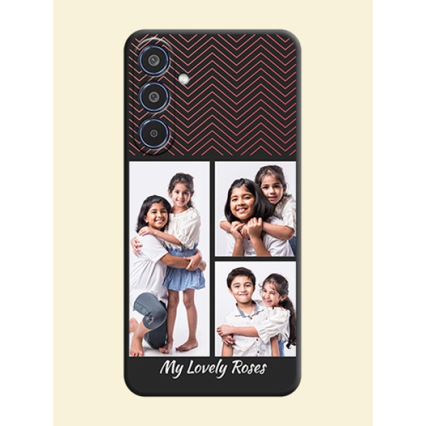 Wave Pattern with 3 Image Holder On Space Black Custom Soft Matte Mobile Back Cover - Samsung Galaxy M35 5G Wave Pattern with 3 Image Holder On Space Black Custom Soft Matte Mobile Back Cover - Samsung Galaxy M35 5G