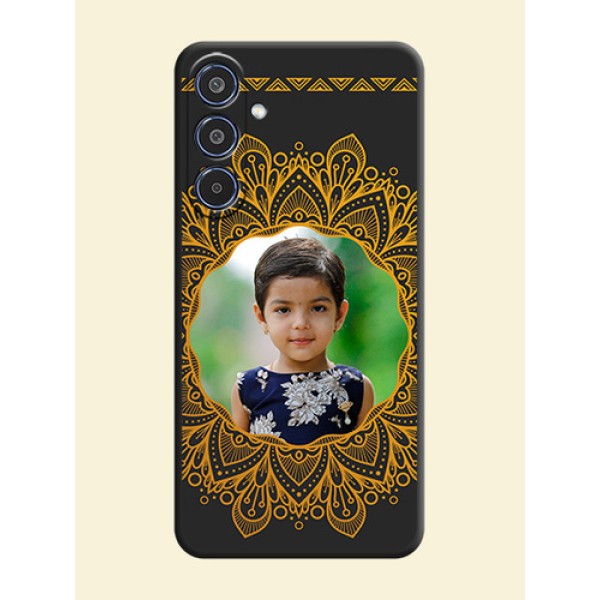 Round Image with Floral Design On Space Black Custom Soft Matte Mobile Back Cover - Samsung Galaxy M35 5G Round Image with Floral Design On Space Black Custom Soft Matte Mobile Back Cover - Samsung Galaxy M35 5G