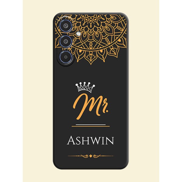 Mr Name with Floral Design On Space Black Custom Soft Matte Mobile Back Cover - Samsung Galaxy M35 5G Mr Name with Floral Design On Space Black Custom Soft Matte Mobile Back Cover - Samsung Galaxy M35 5G