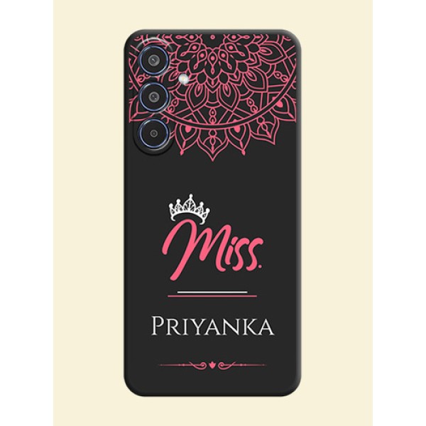 Mrs Name with Floral Design On Space Black Custom Soft Matte Mobile Back Cover - Samsung Galaxy M35 5G Mrs Name with Floral Design On Space Black Custom Soft Matte Mobile Back Cover - Samsung Galaxy M35 5G