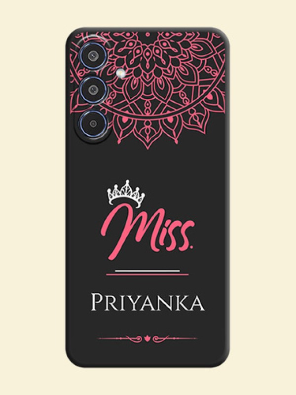 Mrs Name with Floral Design On Space Black Custom Soft Matte Mobile Back Cover - Samsung Galaxy M35 5G
