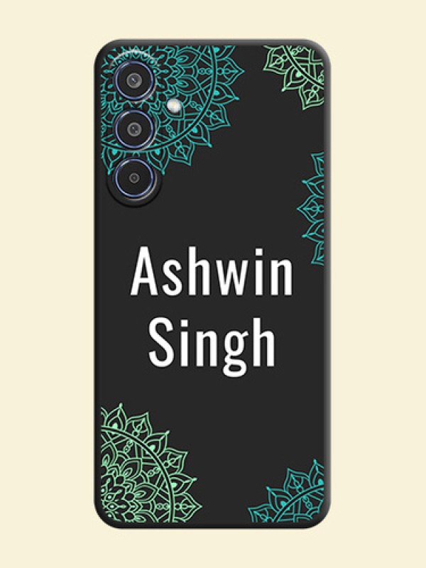 Your Name with Floral Design On Space Black Custom Soft Matte Mobile Back Cover - Samsung Galaxy M35 5G