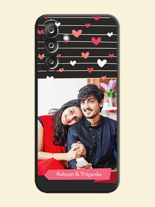 Love Pattern with Name on Pink Ribbon on Photo On Space Black Custom Soft Matte Mobile Back Cover - Samsung Galaxy M36 5G