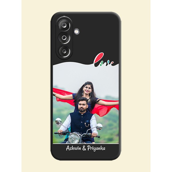 Fall in Love Pattern with Picture on Photo On Space Black Custom Soft Matte Mobile Back Cover - Samsung Galaxy M36 5G Fall in Love Pattern with Picture on Photo On Space Black Custom Soft Matte Mobile Back Cover - Samsung Galaxy M36 5G