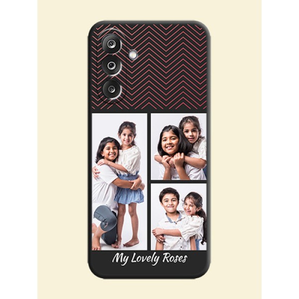 Wave Pattern with 3 Image Holder On Space Black Custom Soft Matte Mobile Back Cover - Samsung Galaxy M36 5G
