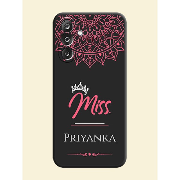 Mrs Name with Floral Design On Space Black Custom Soft Matte Mobile Back Cover - Samsung Galaxy M36 5G Mrs Name with Floral Design On Space Black Custom Soft Matte Mobile Back Cover - Samsung Galaxy M36 5G