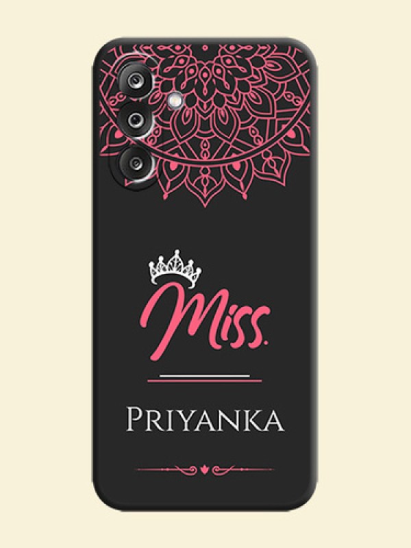 Mrs Name with Floral Design On Space Black Custom Soft Matte Mobile Back Cover - Samsung Galaxy M36 5G