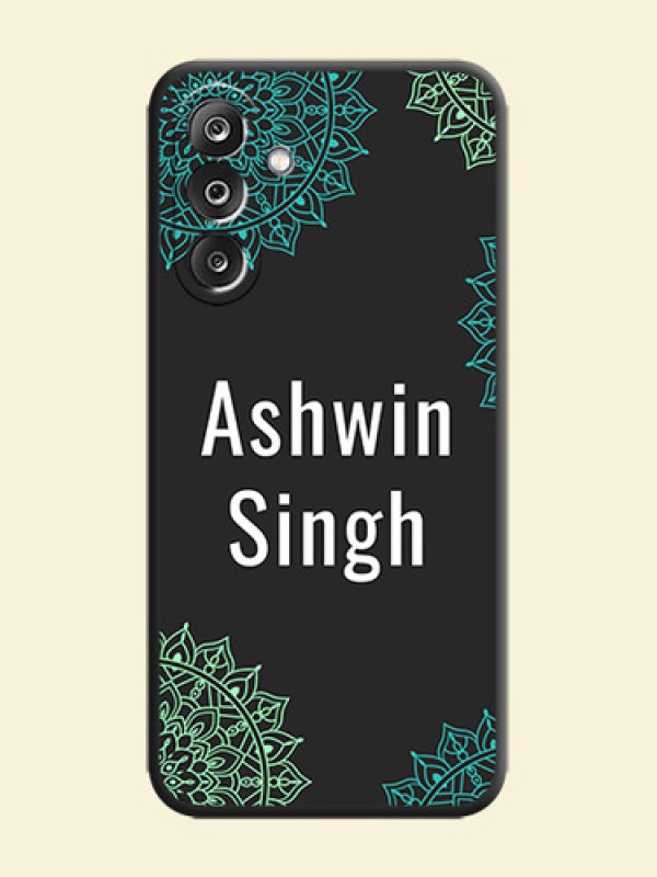 Your Name with Floral Design On Space Black Custom Soft Matte Mobile Back Cover - Samsung Galaxy M36 5G