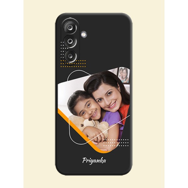 Yellow Triangle on Photo On Space Black Custom Soft Matte Mobile Back Cover - Samsung Galaxy M36 5G Yellow Triangle on Photo On Space Black Custom Soft Matte Mobile Back Cover - Samsung Galaxy M36 5G