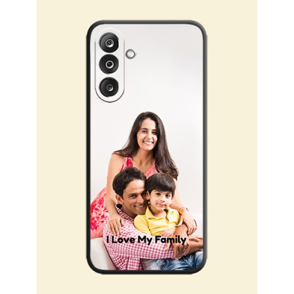 Full Single Pic Upload With Text On Space Black Custom Soft Matte Mobile Back Cover - Samsung Galaxy M36 5G Full Single Pic Upload With Text On Space Black Custom Soft Matte Mobile Back Cover - Samsung Galaxy M36 5G