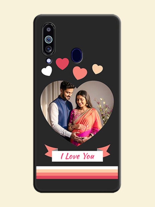 Love Shaped Photo with Colorful Stripes on Personalised Space Black Soft Matte Cases - Galaxy M40