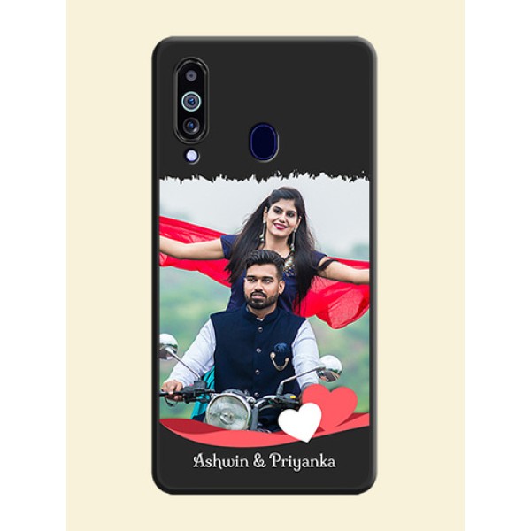 Pin Color Love Shaped Ribbon Design with Text on Space Black Custom Soft Matte Phone Back Cover - Galaxy M40 Pin Color Love Shaped Ribbon Design with Text on Space Black Custom Soft Matte Phone Back Cover - Galaxy M40